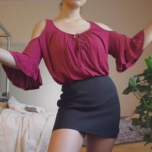 red flowy top with bell sleeves :)